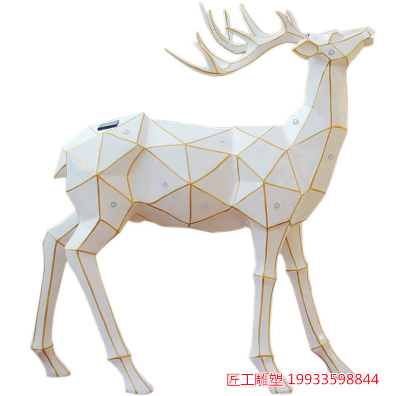 抽象玻璃钢块面鹿雕塑几何切面动物摆件