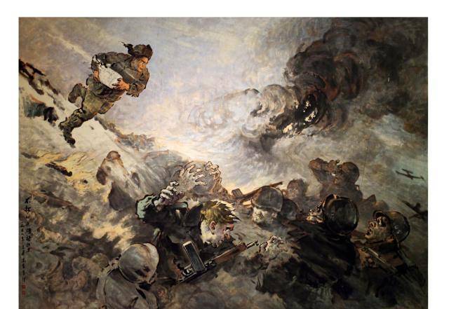 当杨根思打出最后一颗子弹后,他埋伏在高地上,当40多个美国兵爬上阵地