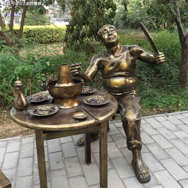 玻璃钢吃火锅情景雕塑火锅店人物雕塑摆件