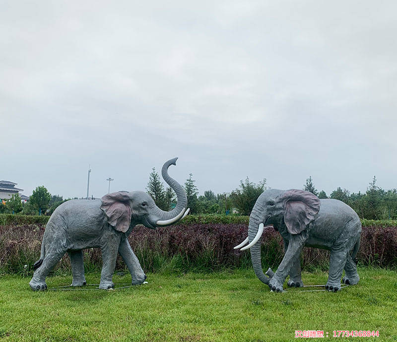 玻璃钢仿真大象雕塑 公园景观装饰品动物摆件