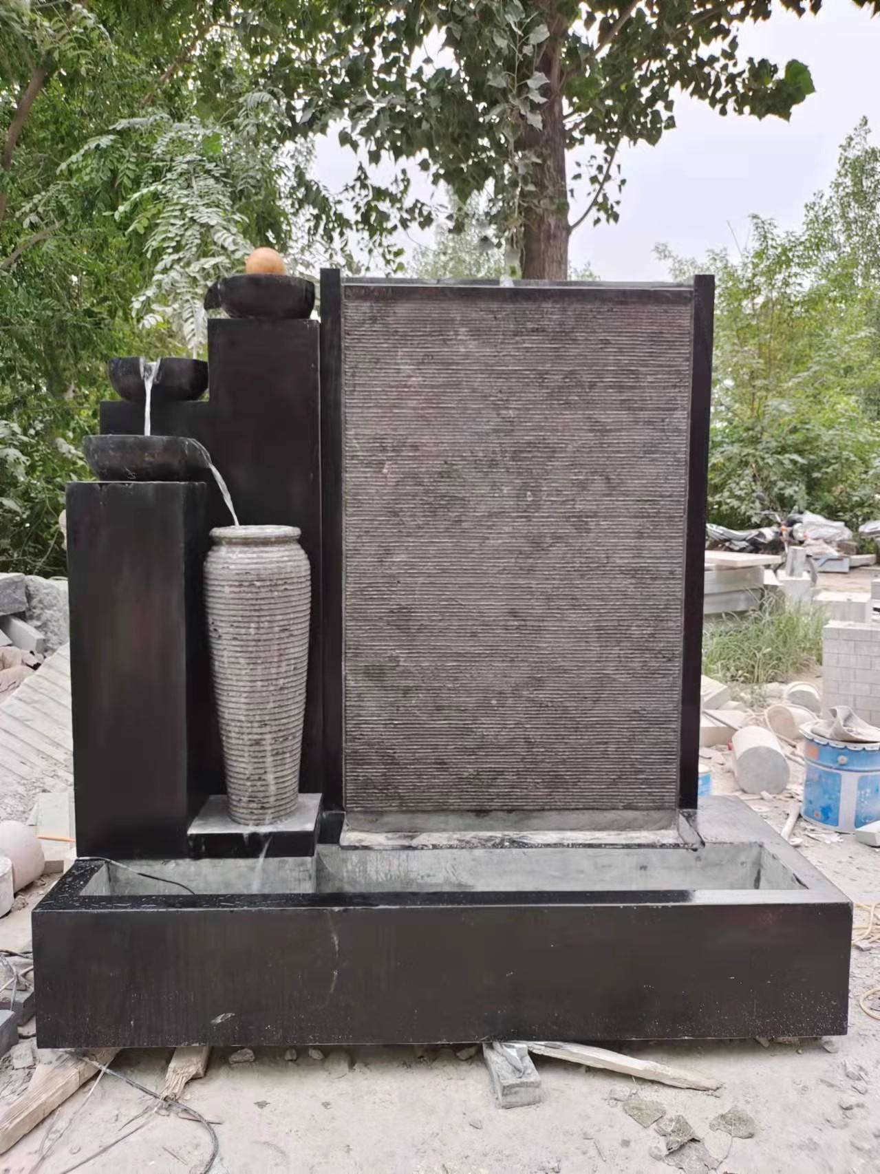 石雕水幕墙大理石流水墙壁影壁墙流水照壁景观雕塑图片