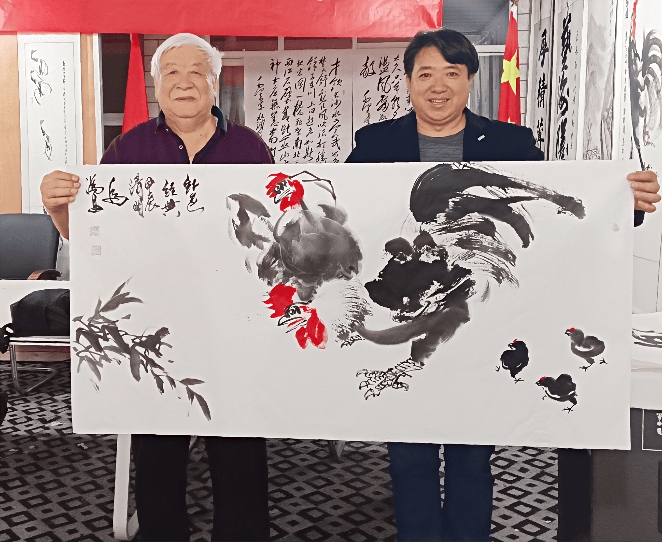 马满昌老师正在创作雪石先生在第梨花