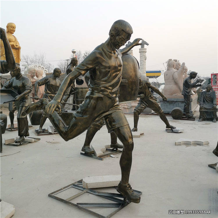 玻璃钢仿铜运动人物雕塑 校园文化人物装饰摆件