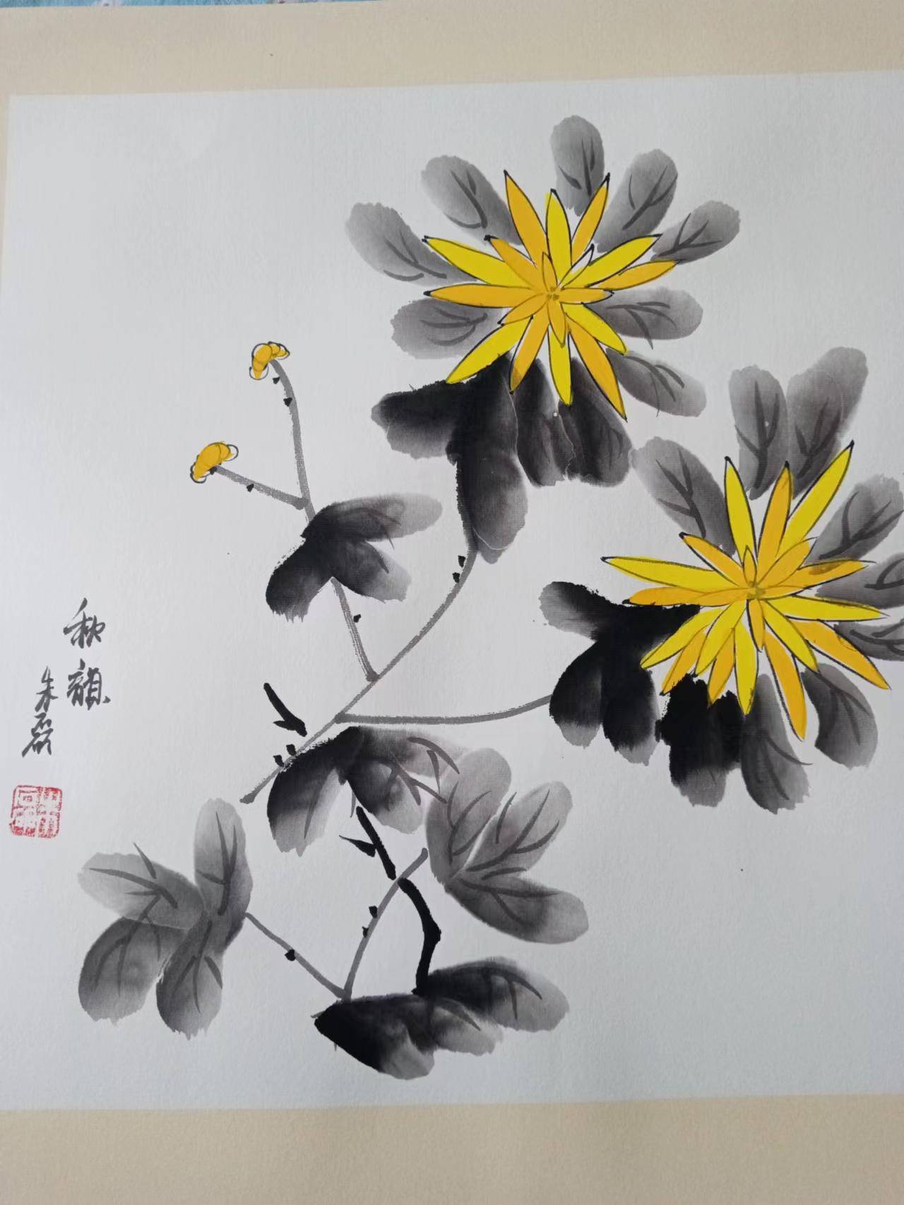 朱磊梅兰竹菊四幅画