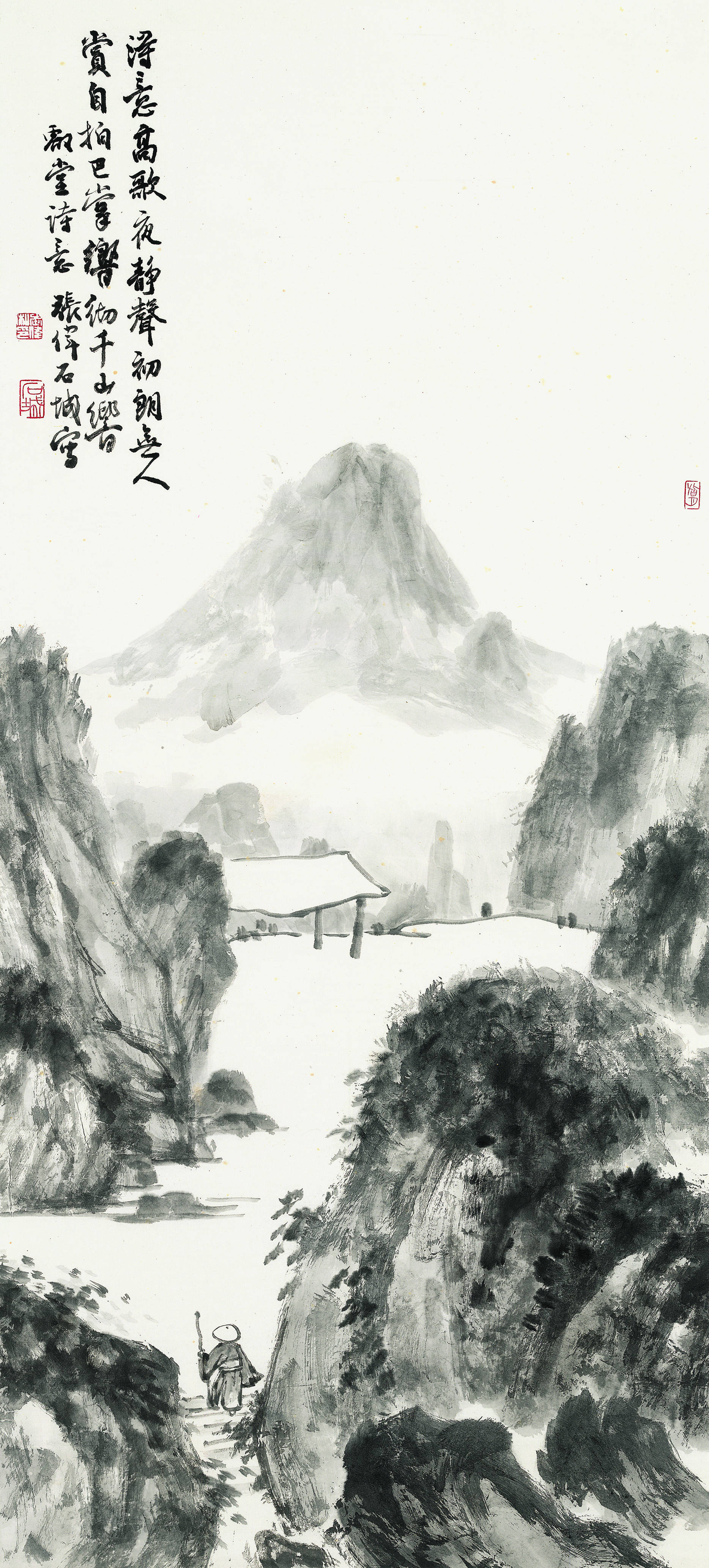 张伟石城:亚明先生总结中国画技法《明月夜》作品欣赏
