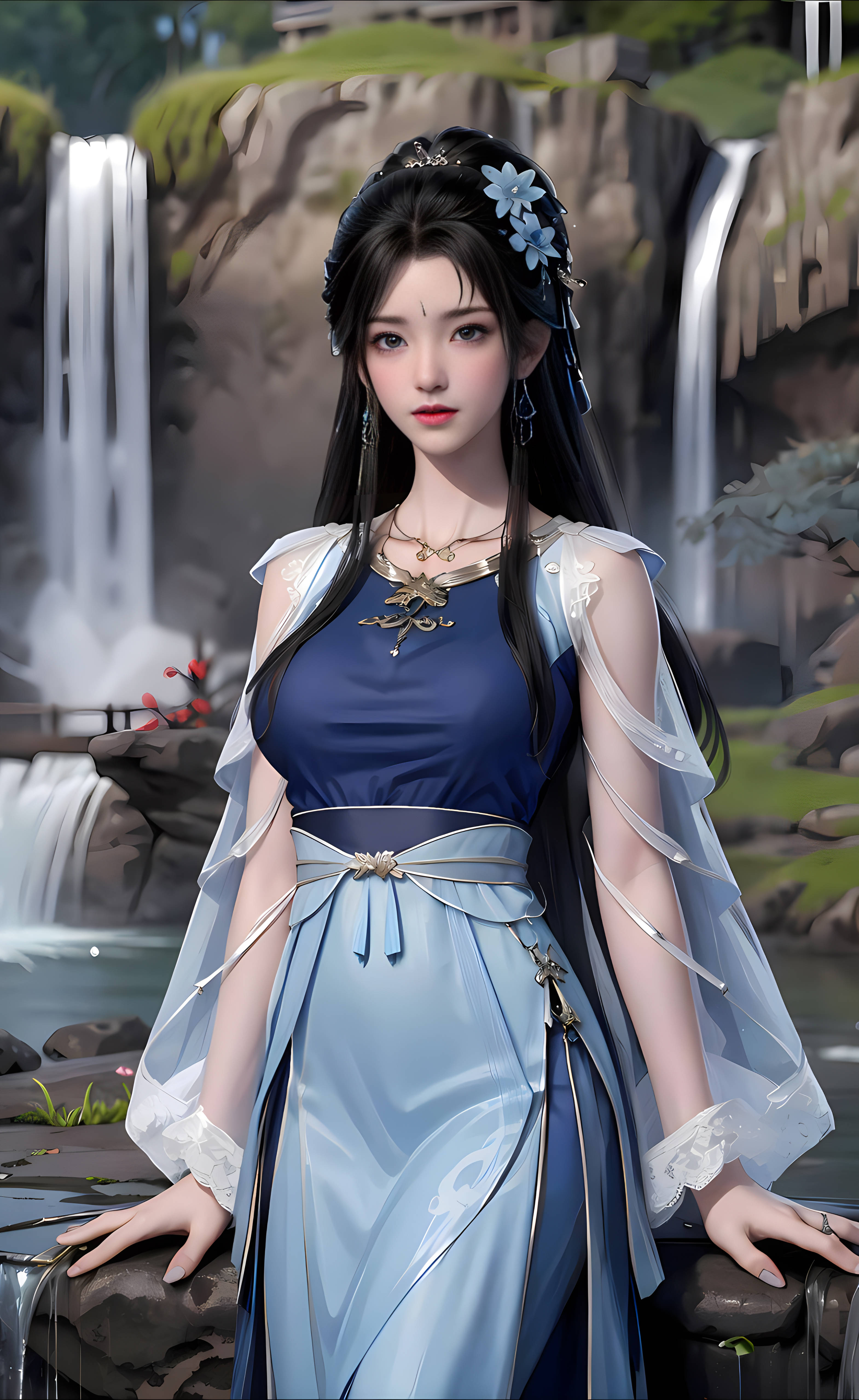 ai绘画国漫女神:清漪九死一生,痛苦坠地惹人怜!