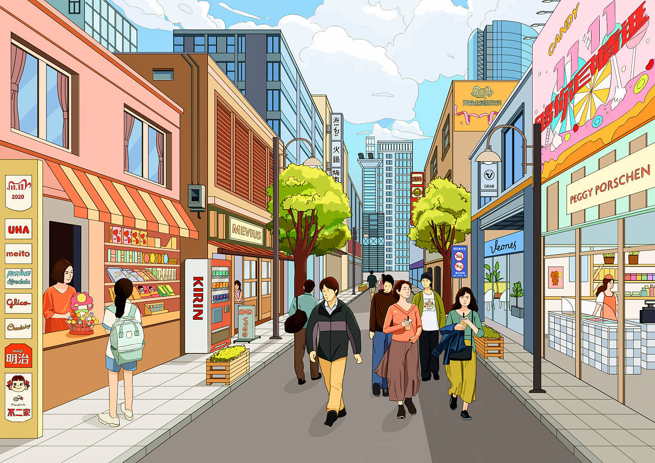绘智优涂：场景插画一点透视适合画什么场景_搜狐网, image size:1280x905