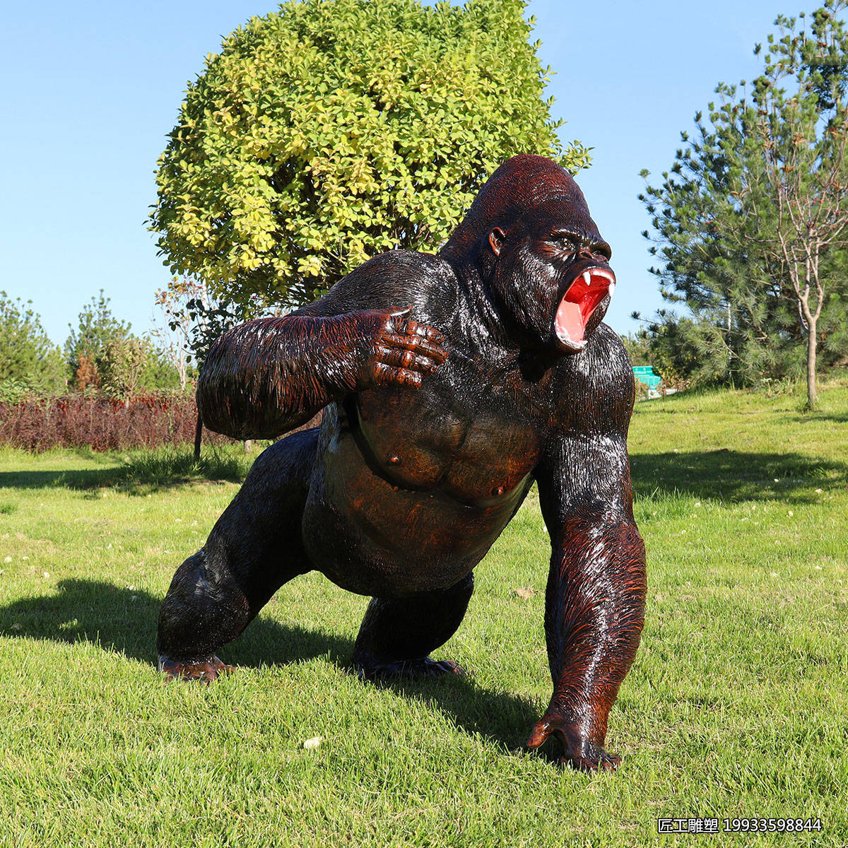 玻璃钢大猩猩摆件雕塑仿真动物小品装饰景观