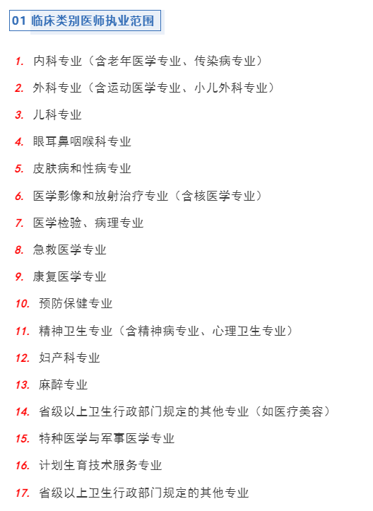 医师资格首次注册可以注册哪些专业