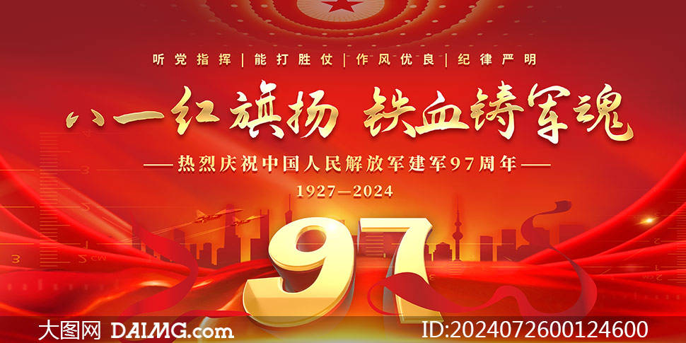 红色大气八一建军节宣传展板