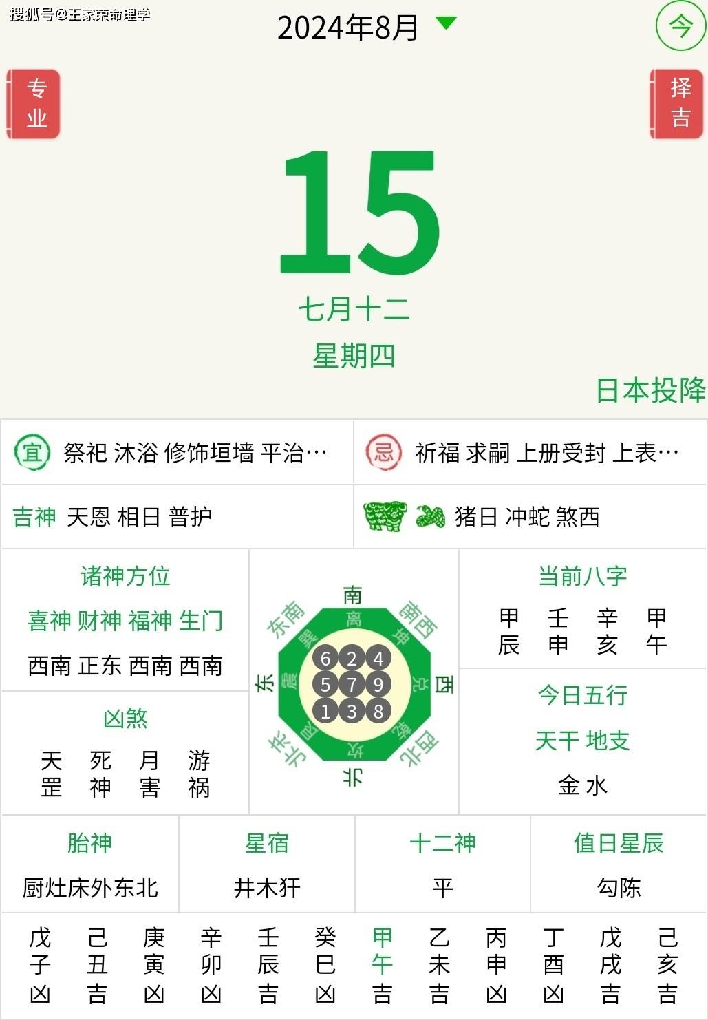 今日十二生肖运势播报2024年8月15日