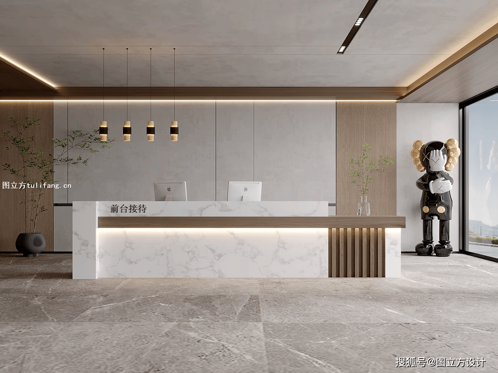 办公室前台接待效果图设计:企业形象的第一视觉触点