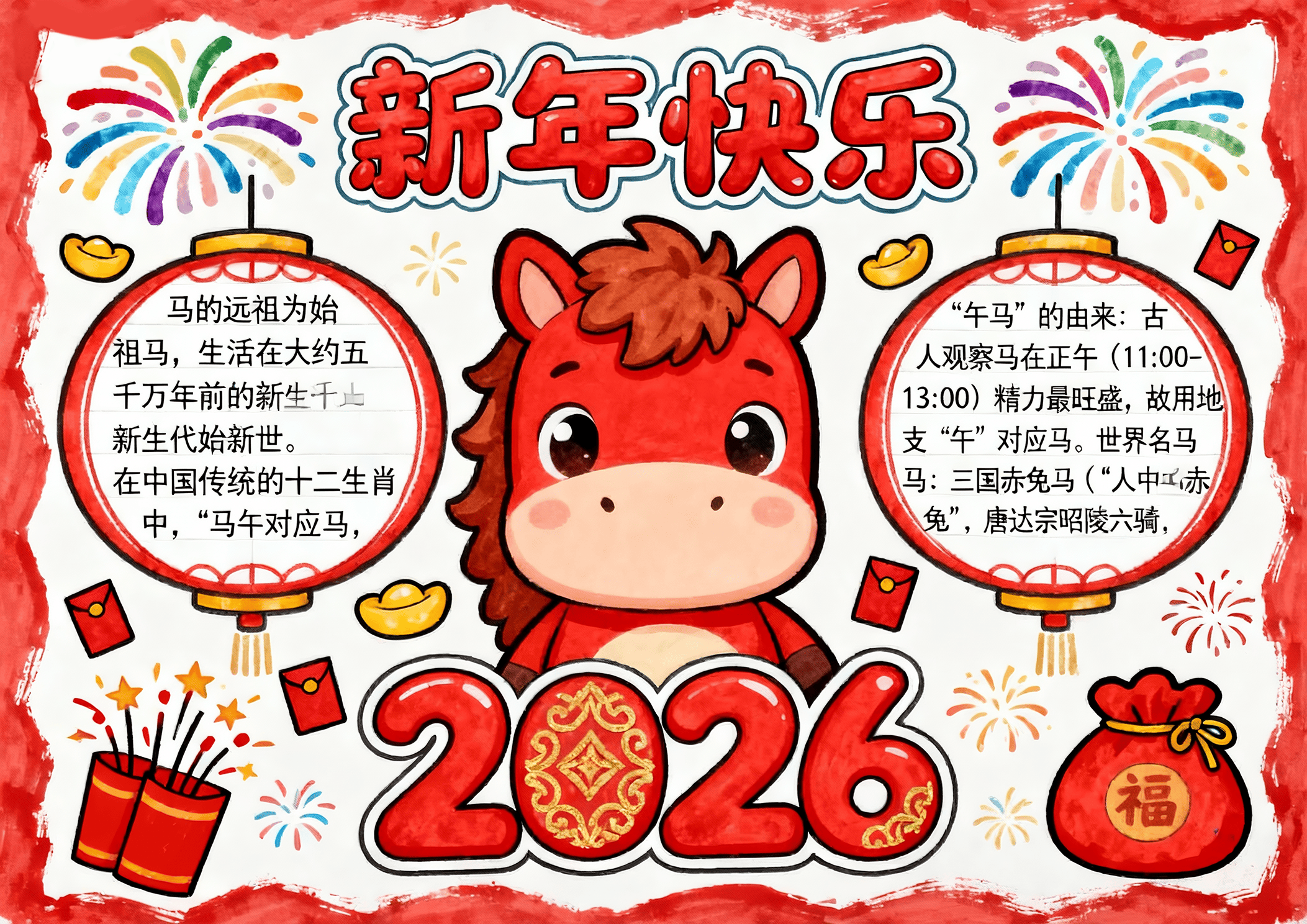 2026元旦春节相关手抄报汇总,可直接