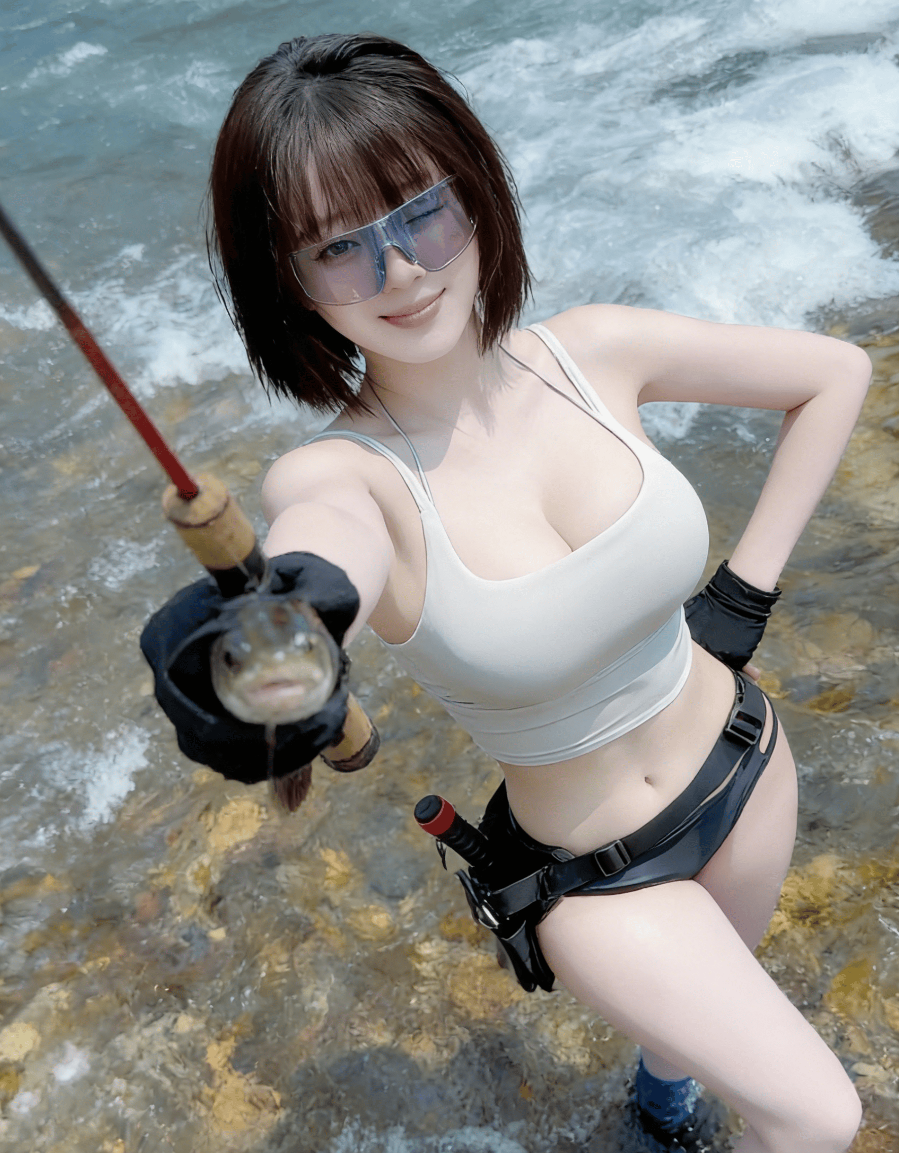 她握着鱼竿的样子，比上钩的鱼更让人上头[14P]