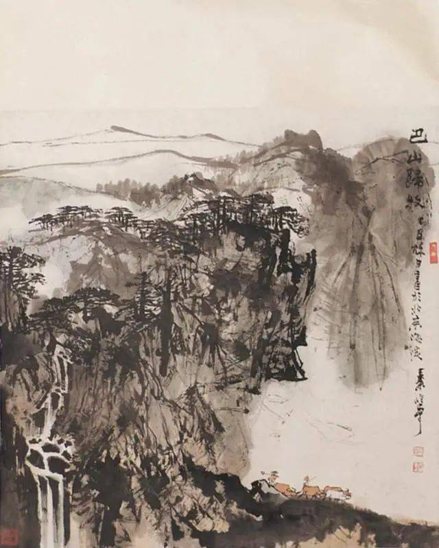 秦岭云国画山水图片