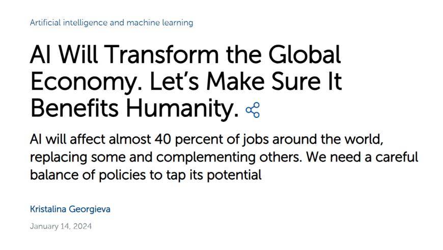 IMF：人工智能影响全球40%就业 发达国家最受冲击