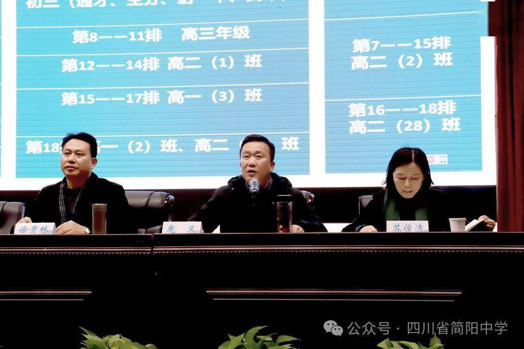 会议伊始,简阳中学党委副书记,校长庞义致欢迎辞.