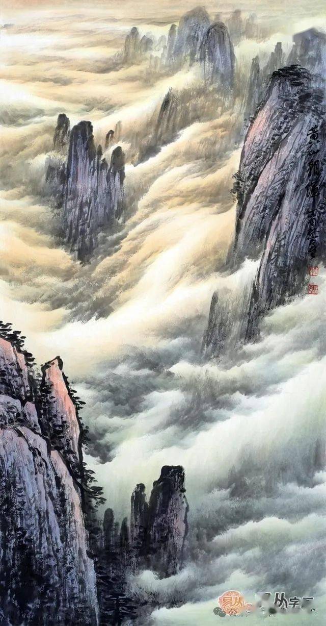谭老师为你分享国画黄山山水画作品_平台_艺术_江尚仁