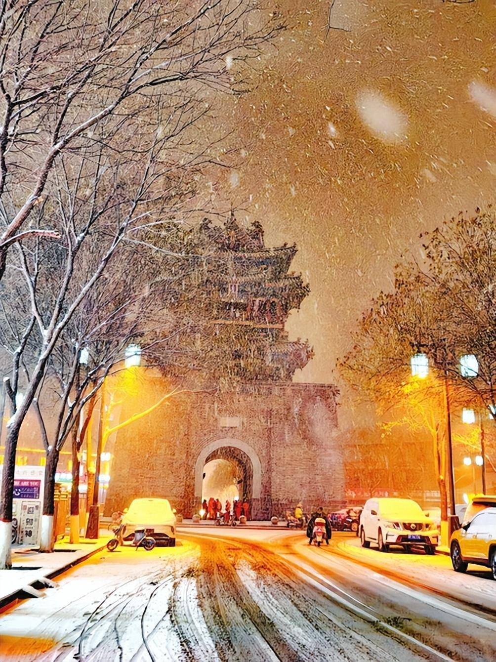 平遥古城雪景图片