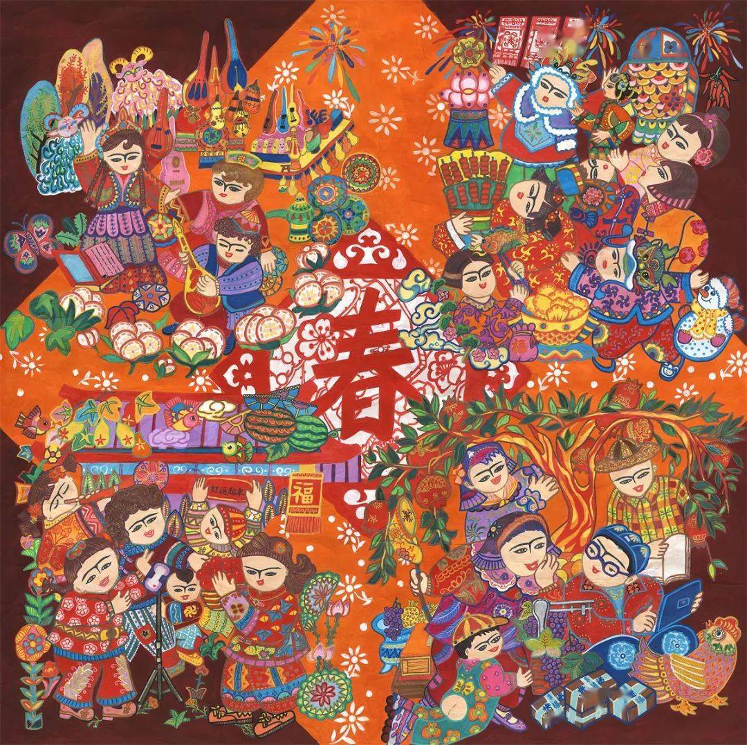 赏年画 过大年 | "新生活 新风尚 新年画"线上展播④_踏歌_四季_成就