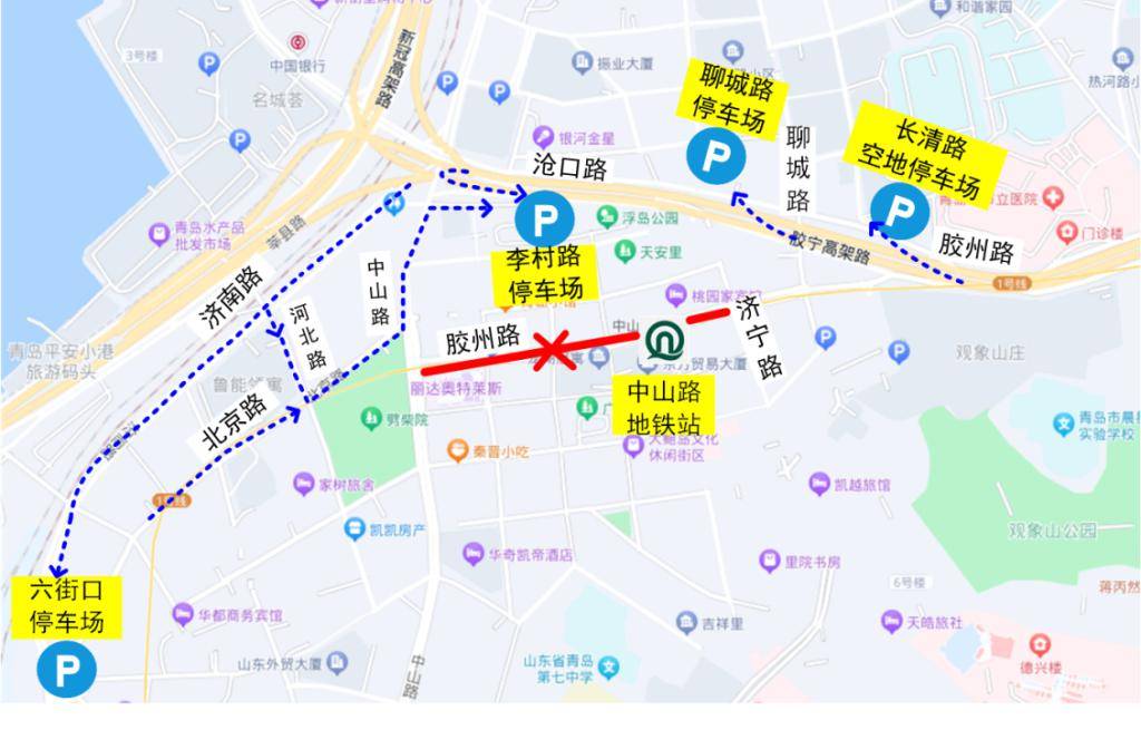 北向南由新疆路,冠縣路經大窯溝橋洞行駛的車輛,由滄口路向東或由濟南