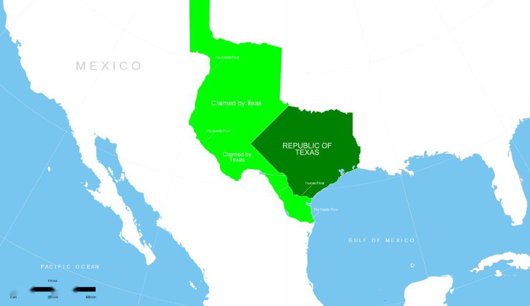 美墨战争后墨西哥一蹶不振,1836年在美国的怂恿下,德州独立为德克萨斯