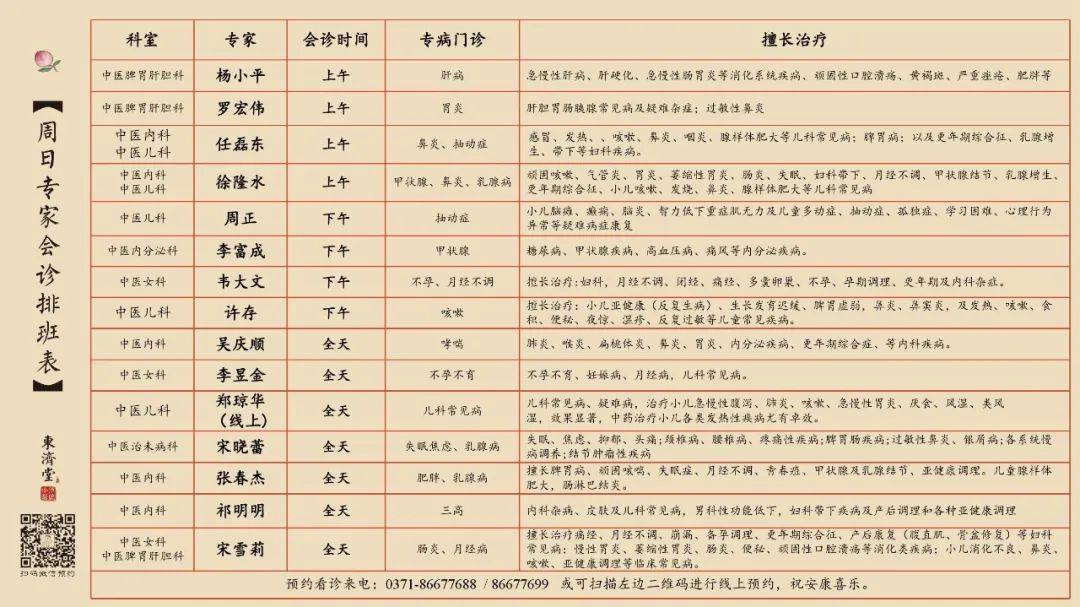 新年吉祥丨东济堂春节放假及初八义诊通知,附节后专家会诊一览表_时间