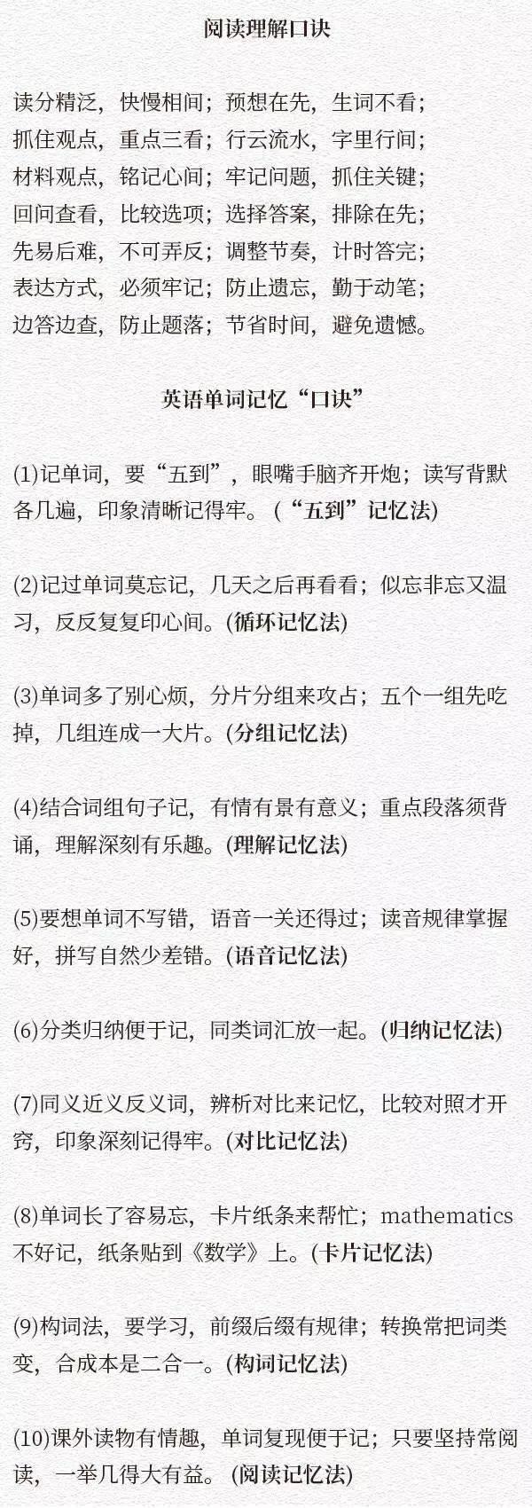 初中各科知識點改編成順口溜,用來背誦超有!