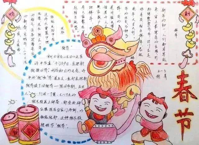可打印丨超实用春节手抄报合集,假期陪孩子动动手吧!_元日_图片_程序