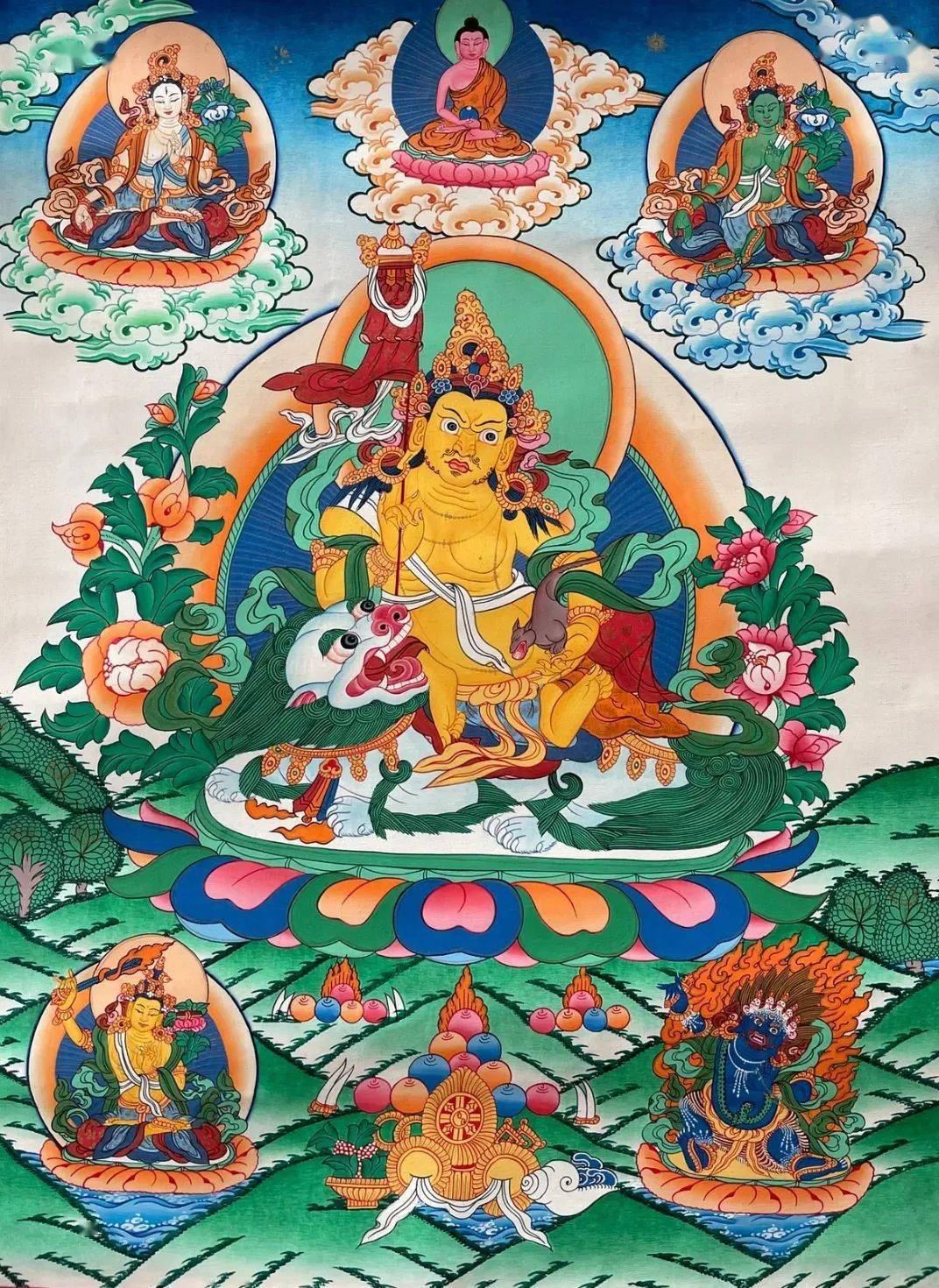藏传佛教五路财神又名五姓财神,藏名为瞻巴拉色波,赞布禄嘎尔布,赞布