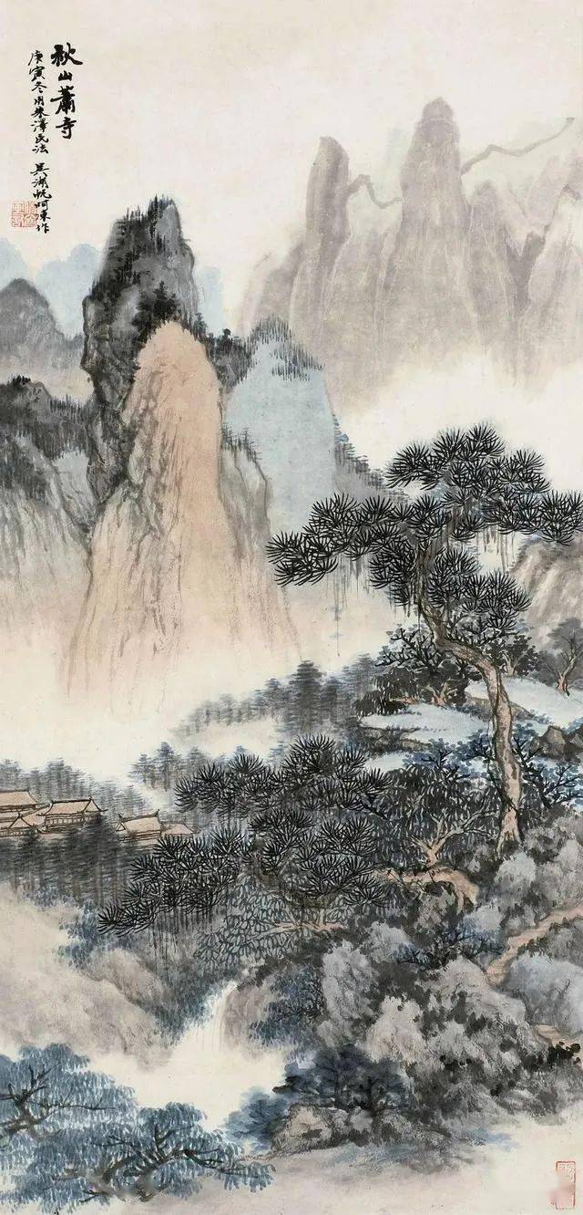 吴湖帆青绿山水雅腴灵秀,清韵缜丽!