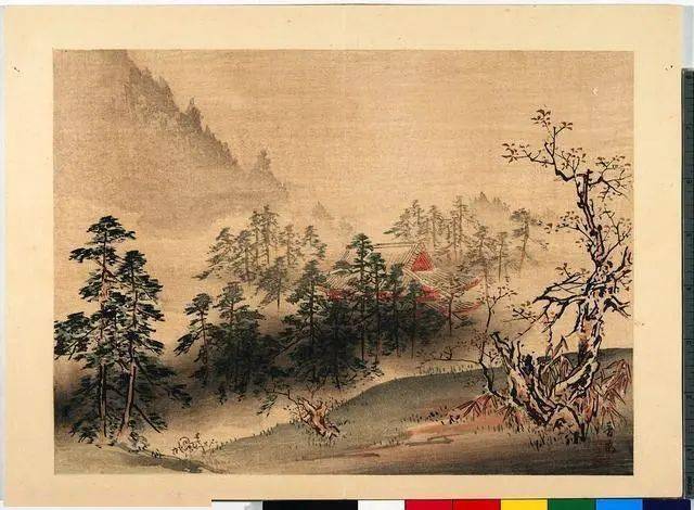 雍府画帖》三册：风景版画，淡雅宁静_谷口香_菊池_四季