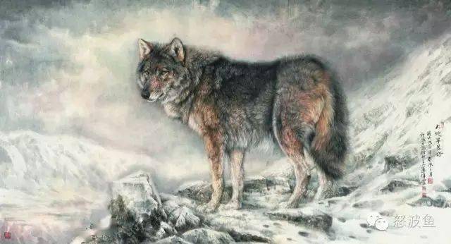 国画欣赏丨左进伟工笔画狼,太逼真!_传统_作品_绘画