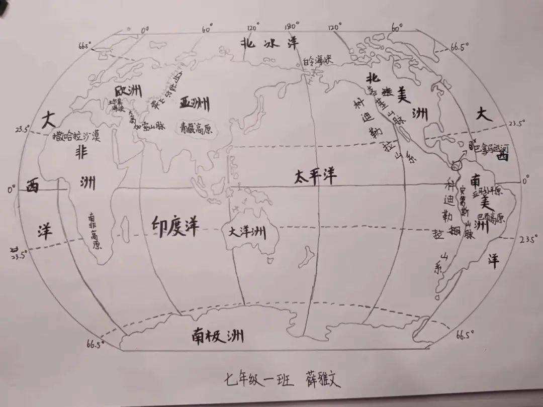 初一地理作业画地图图片