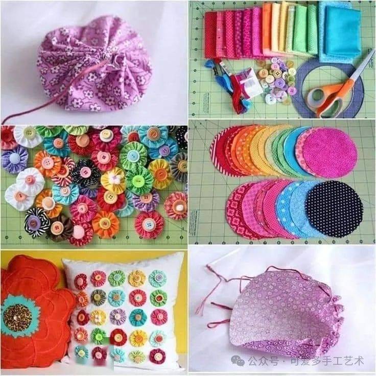 用旧衣服和零碎布头剪成一个个小圆,缝一圈之后抽紧,竟成如此强大的