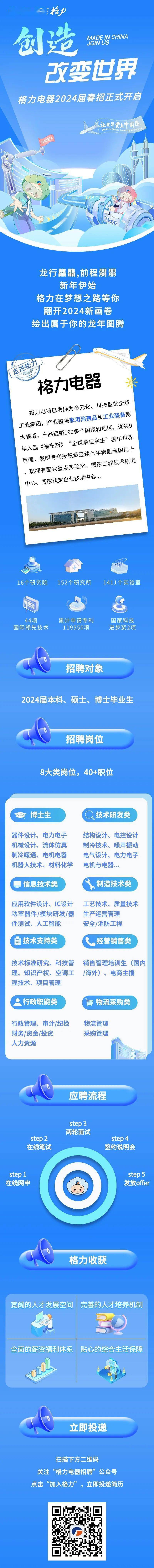 招聘丨格力电器2024届春季校园招聘正式开启