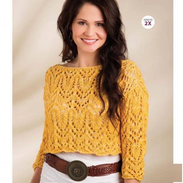 粗针粗线编织的短款镂空毛衣春天搭配牛仔裤穿很赞