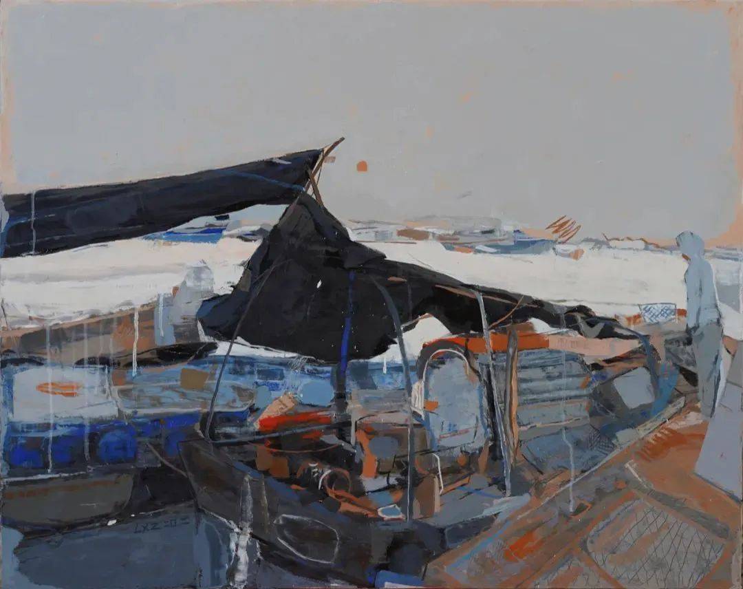 李新赞:我只想传递喧哗的海港景象中那种静的感觉_cm_油画_布面