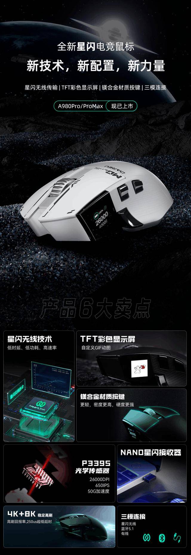 达尔优发布双模无线鼠标:299元 支持快充_pro_星闪_配备了