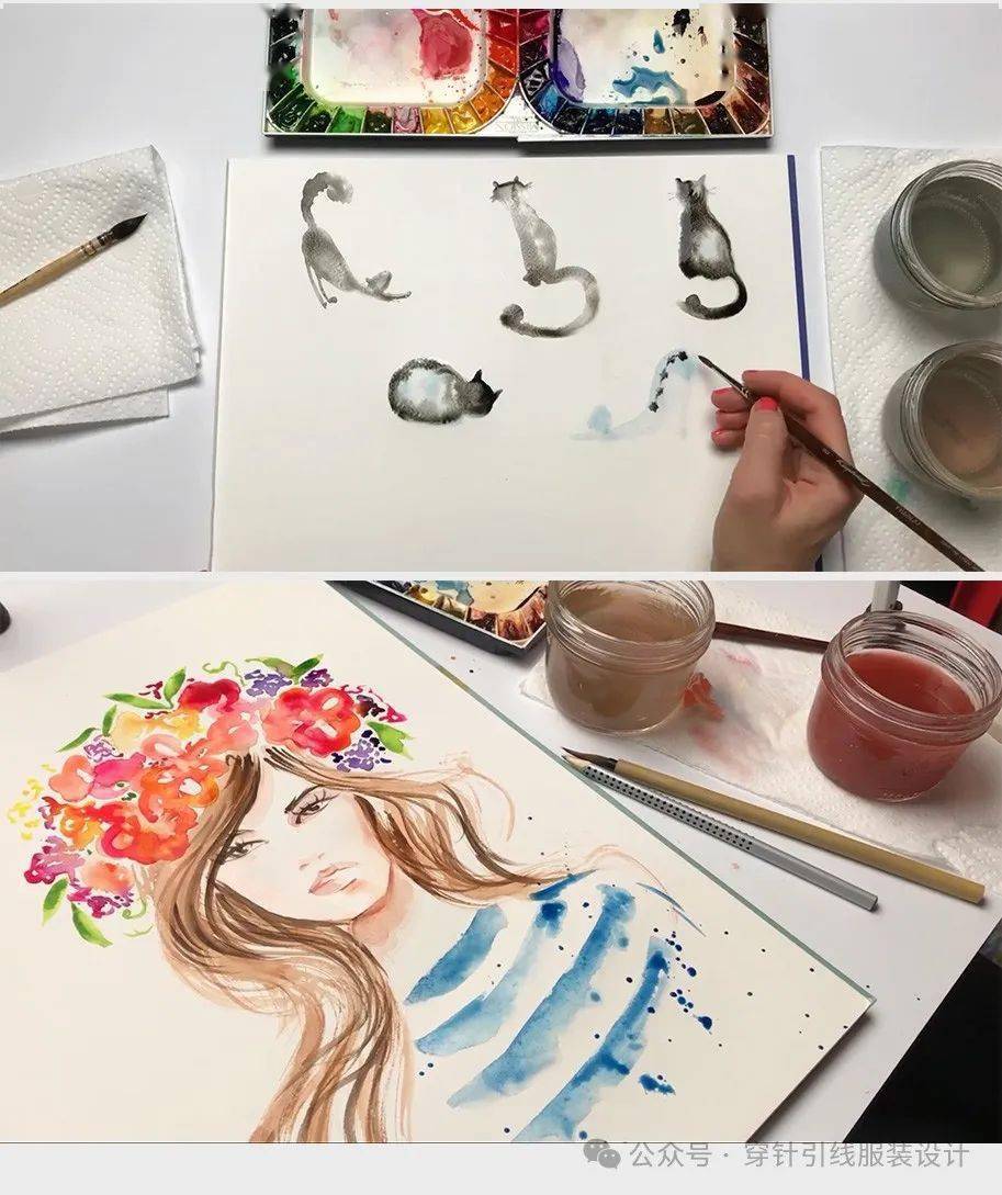 课程watercolorforbeginners水彩初学者vip免费课程服装手绘