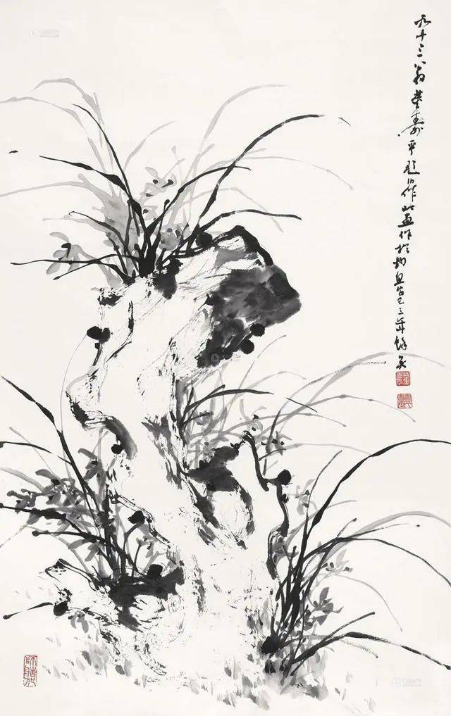 董寿平水墨兰花,高洁典雅