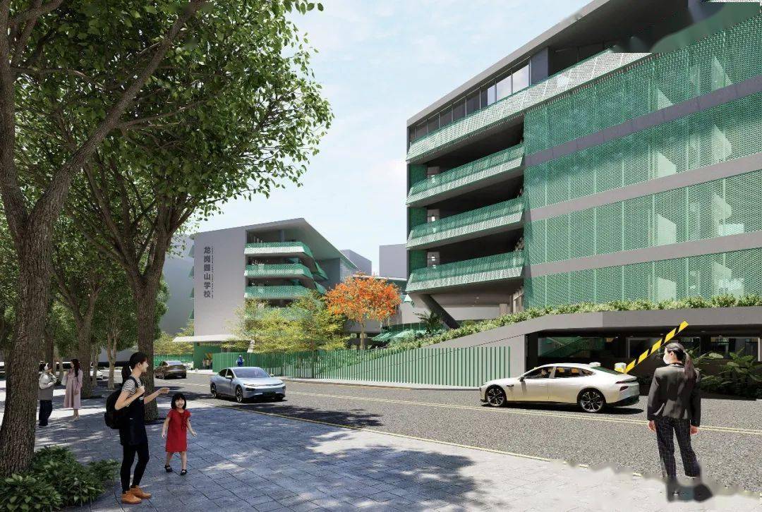 到达东,西两侧的小学教学区和中学教学区;切口也是山,城的联系通廊