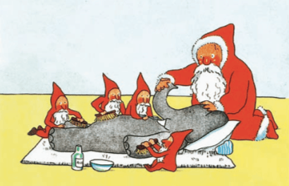 圣诞节前,巴巴国王掉进了雪洞,奄奄一息,被圣诞老人搭救