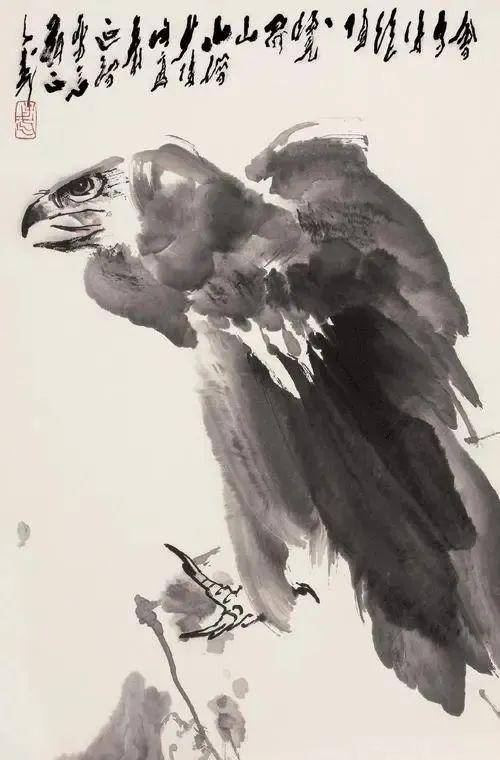 王子武画鹰气势逼人傲视群雄