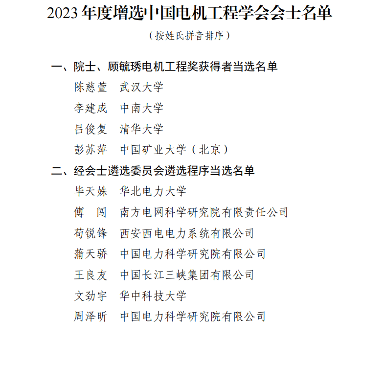 毕天姝教授当选中国电机工程学会会士