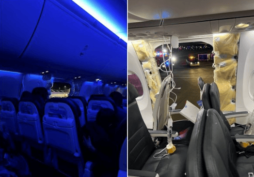 波音班机洗手台故障大水冲出厕所淹没机舱走道航班急折返