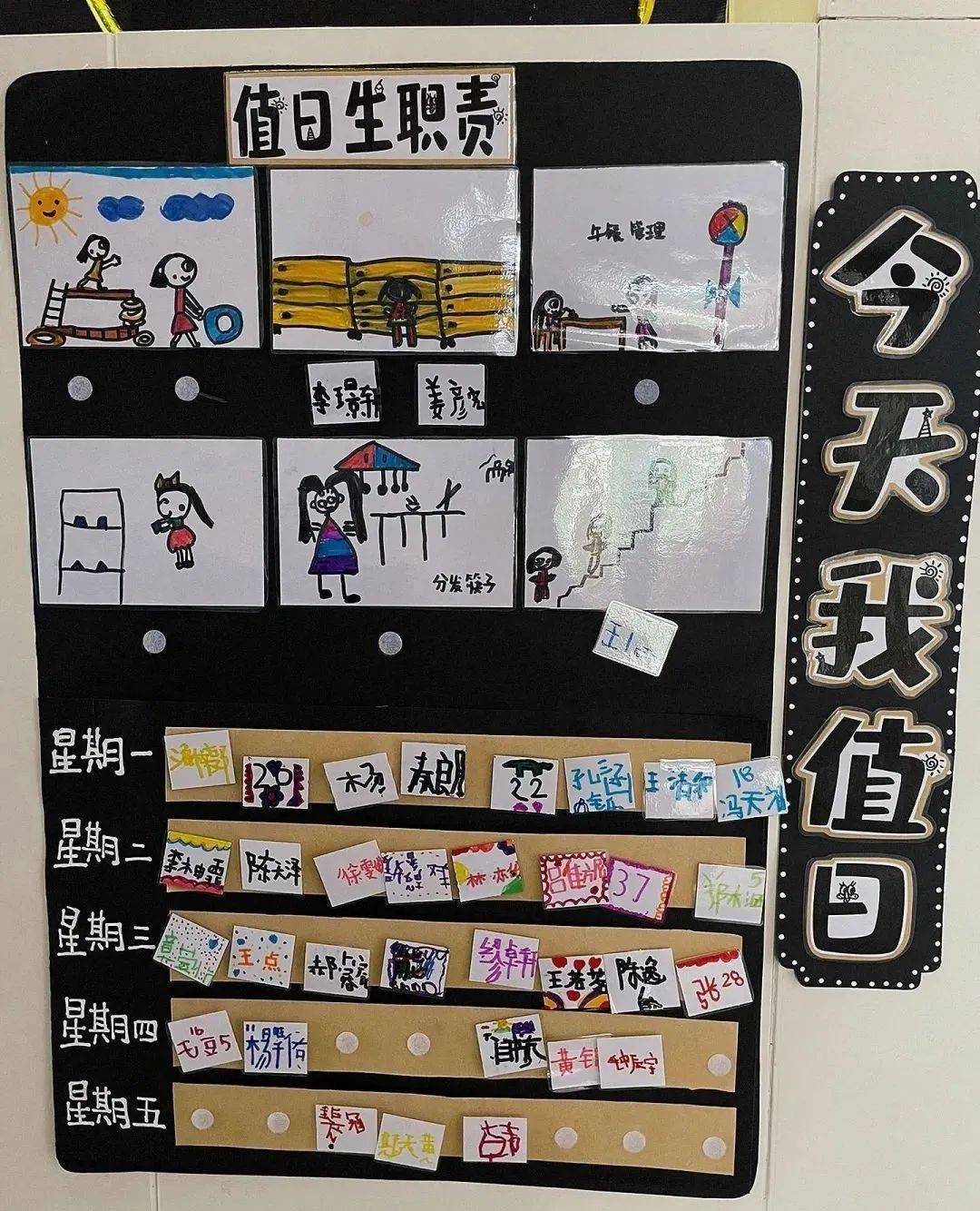 属于孩子们自己的环境自主签到,我是值日生,天气预报站,大班环创75