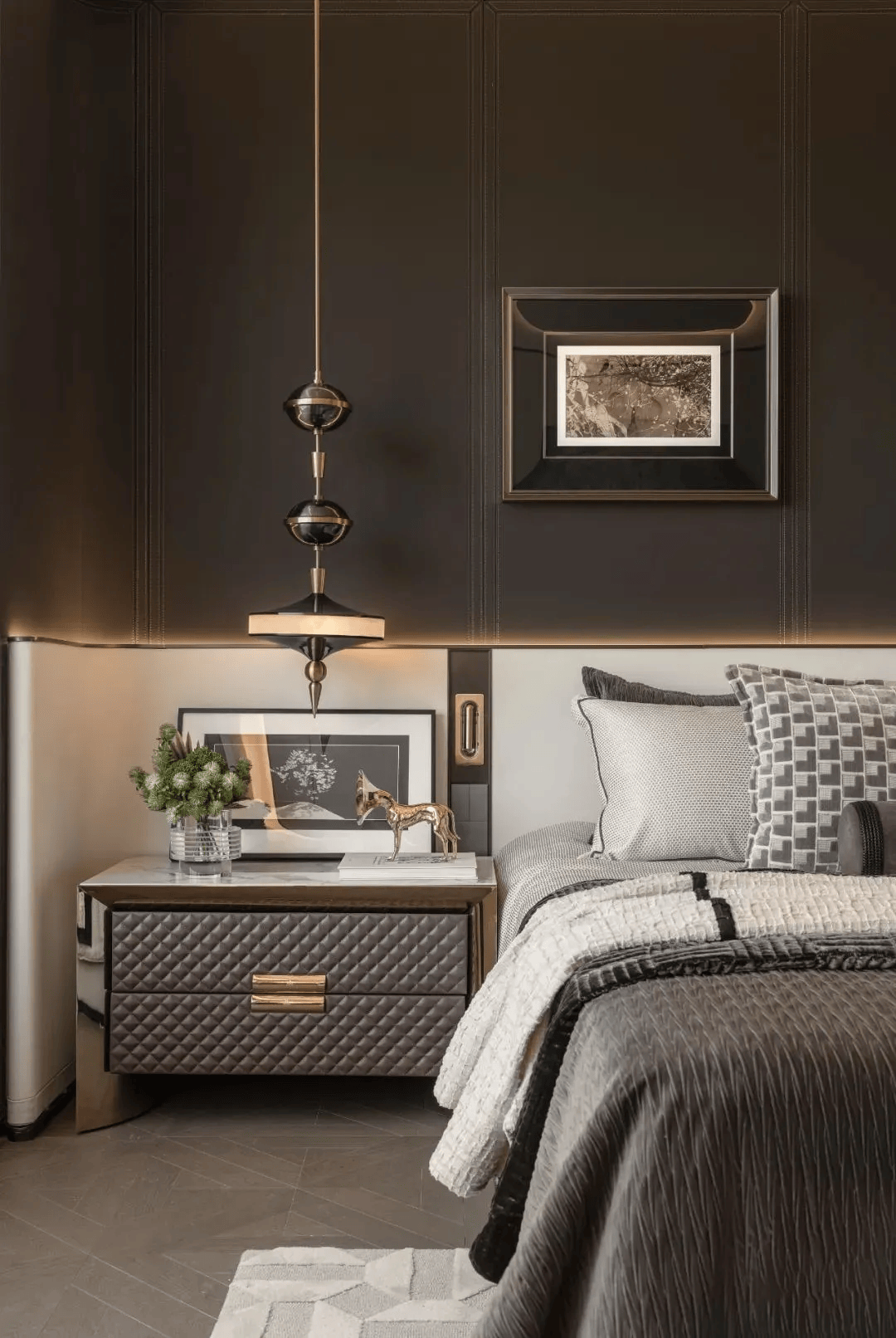 大理石案例泉州龙湖御湖境样板间熊猫白大理石洋溢着精致的诗意