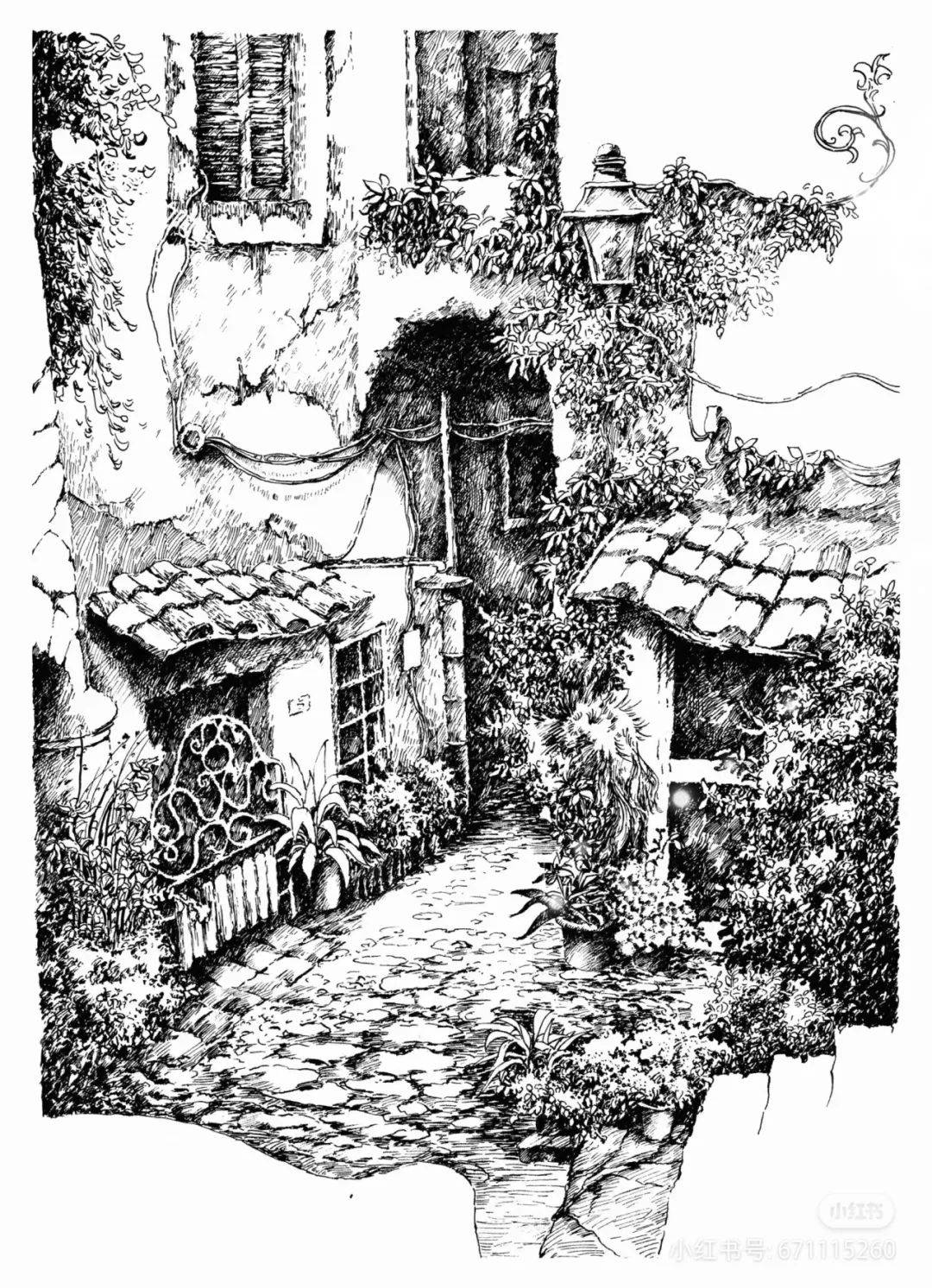 67钢笔画学习一下乡村建筑类钢笔画吧