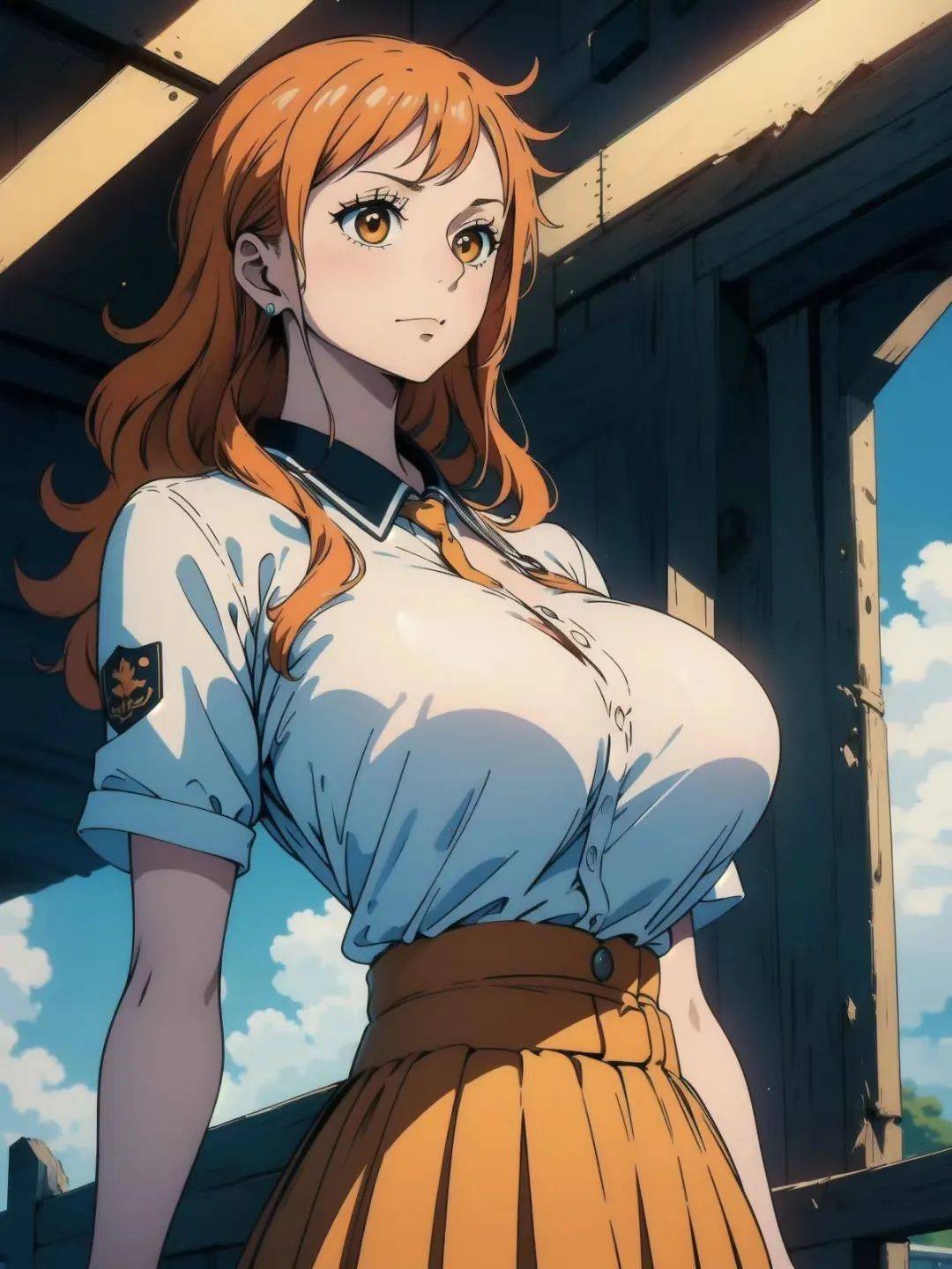 海贼王壁纸|学生装娜美